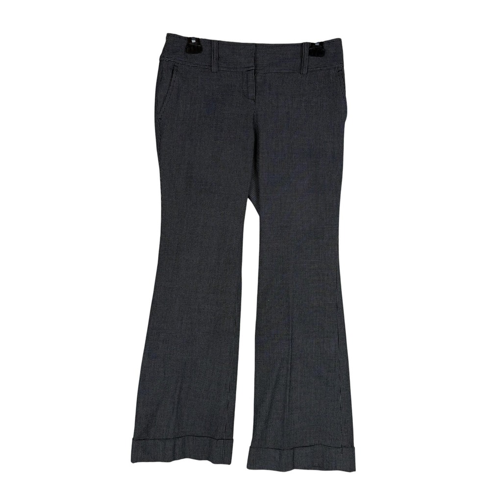 Ann Taylor Signature Fit Pants Womens‎ 0P Gray Check Cuffed Dress Twill Stretch